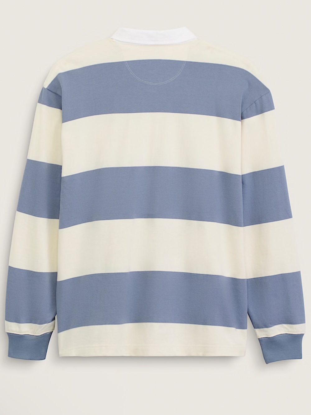 Neutral Ground! Striped Long-Sleeve Rugby Shirt - Blue & Cream! 100% cotton !